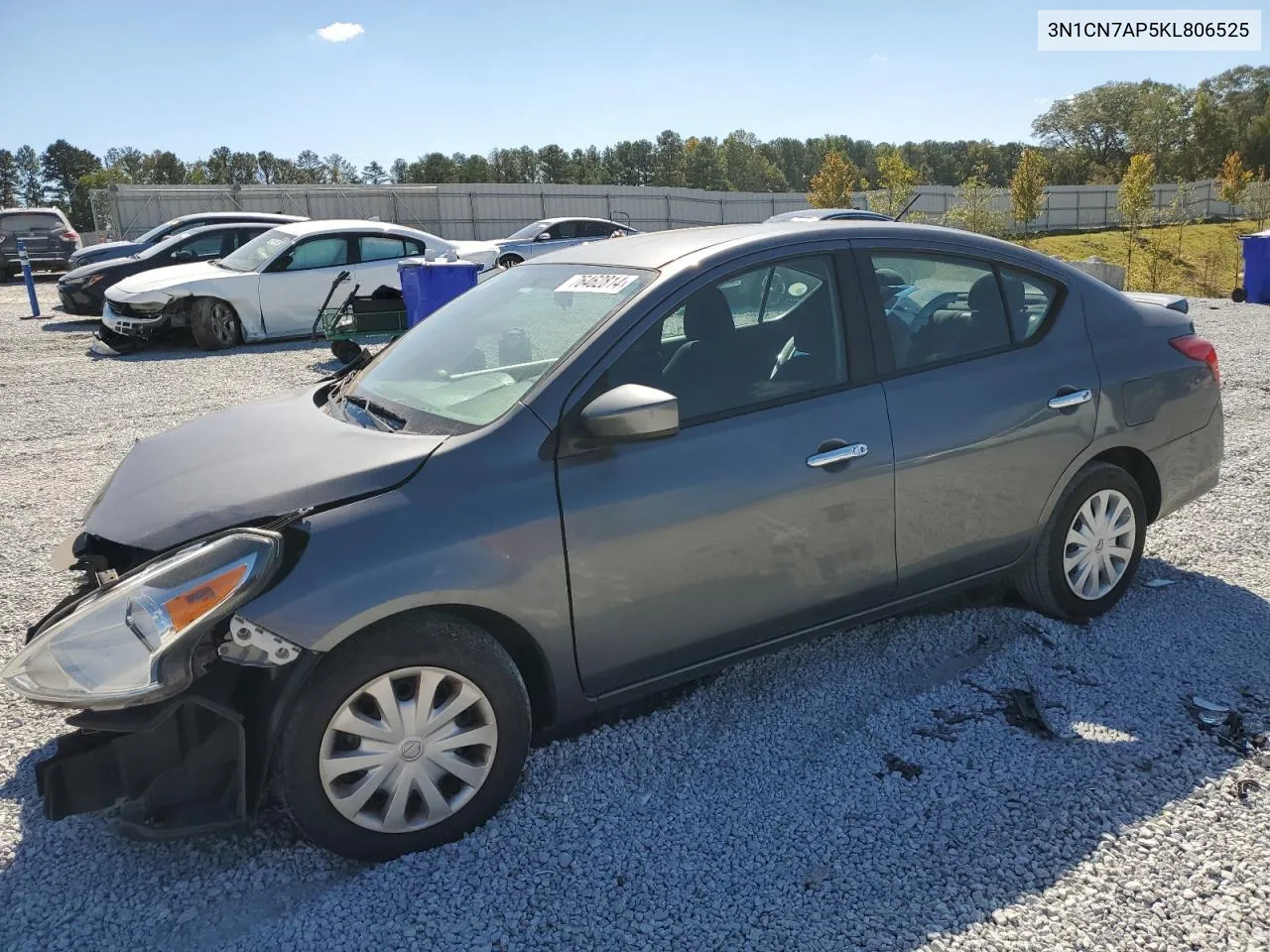 2019 Nissan Versa S VIN: 3N1CN7AP5KL806525 Lot: 76462814