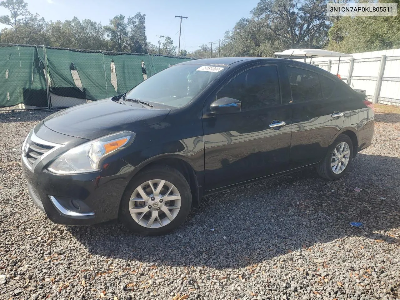 2019 Nissan Versa S VIN: 3N1CN7AP0KL805511 Lot: 78181004