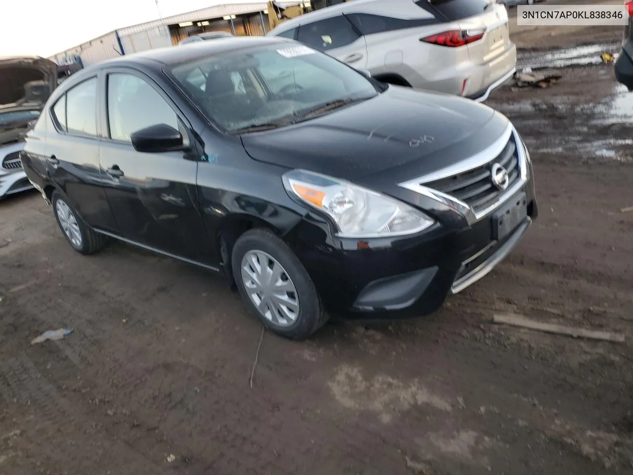 2019 Nissan Versa S VIN: 3N1CN7AP0KL838346 Lot: 79930714