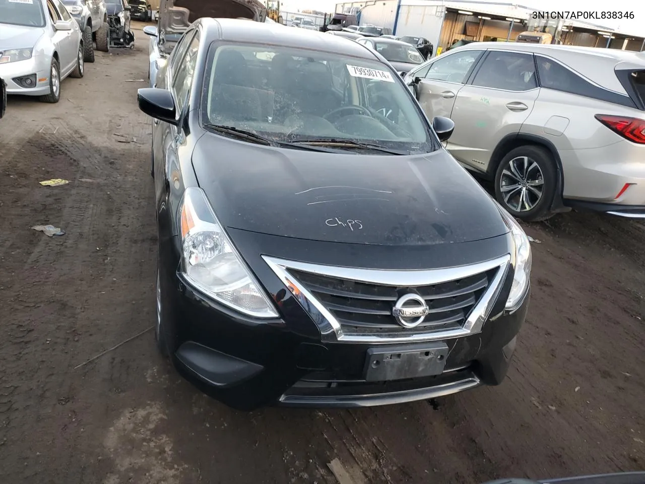 2019 Nissan Versa S VIN: 3N1CN7AP0KL838346 Lot: 79930714