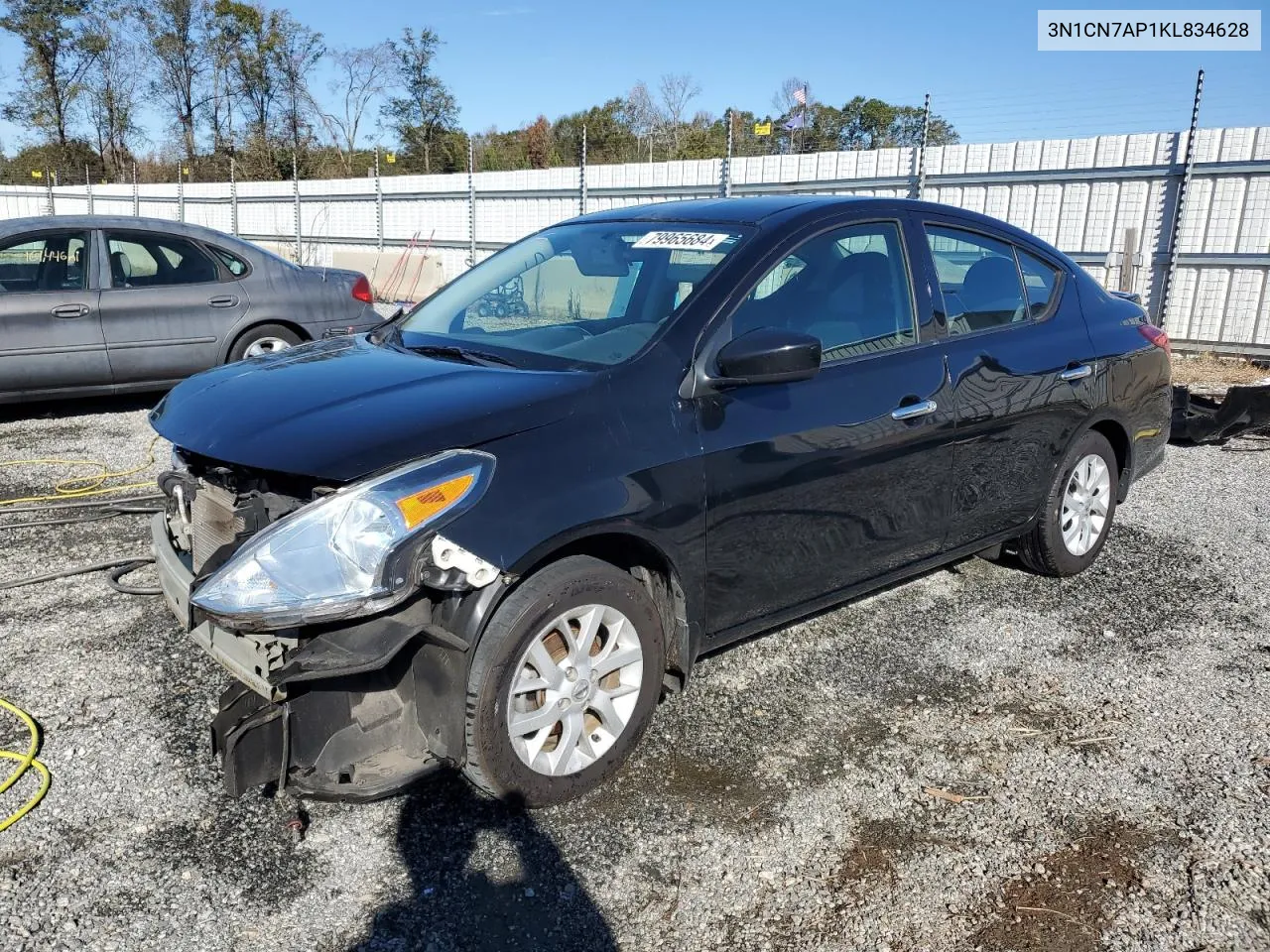 2019 Nissan Versa S VIN: 3N1CN7AP1KL834628 Lot: 79965684