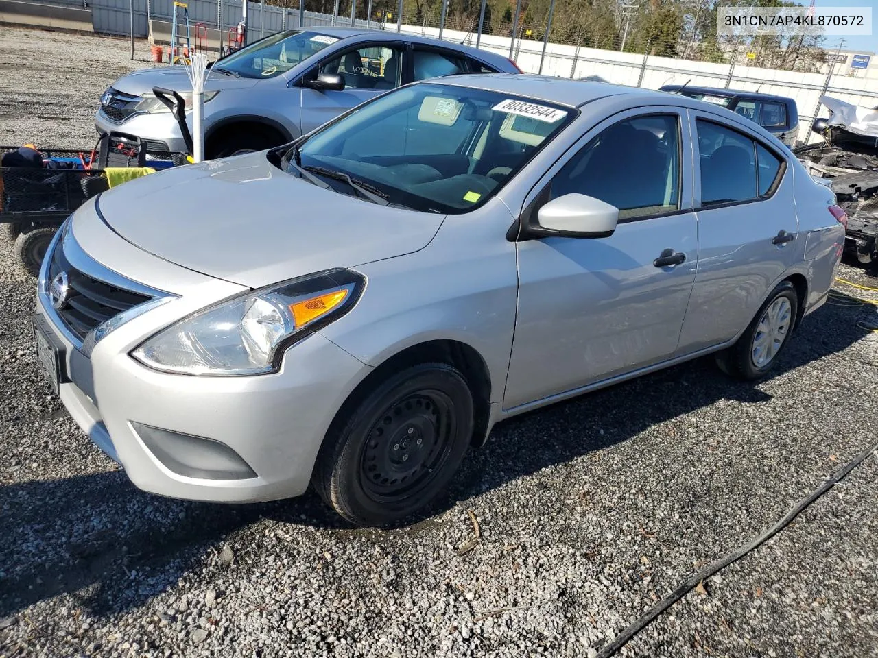 2019 Nissan Versa S VIN: 3N1CN7AP4KL870572 Lot: 80332544