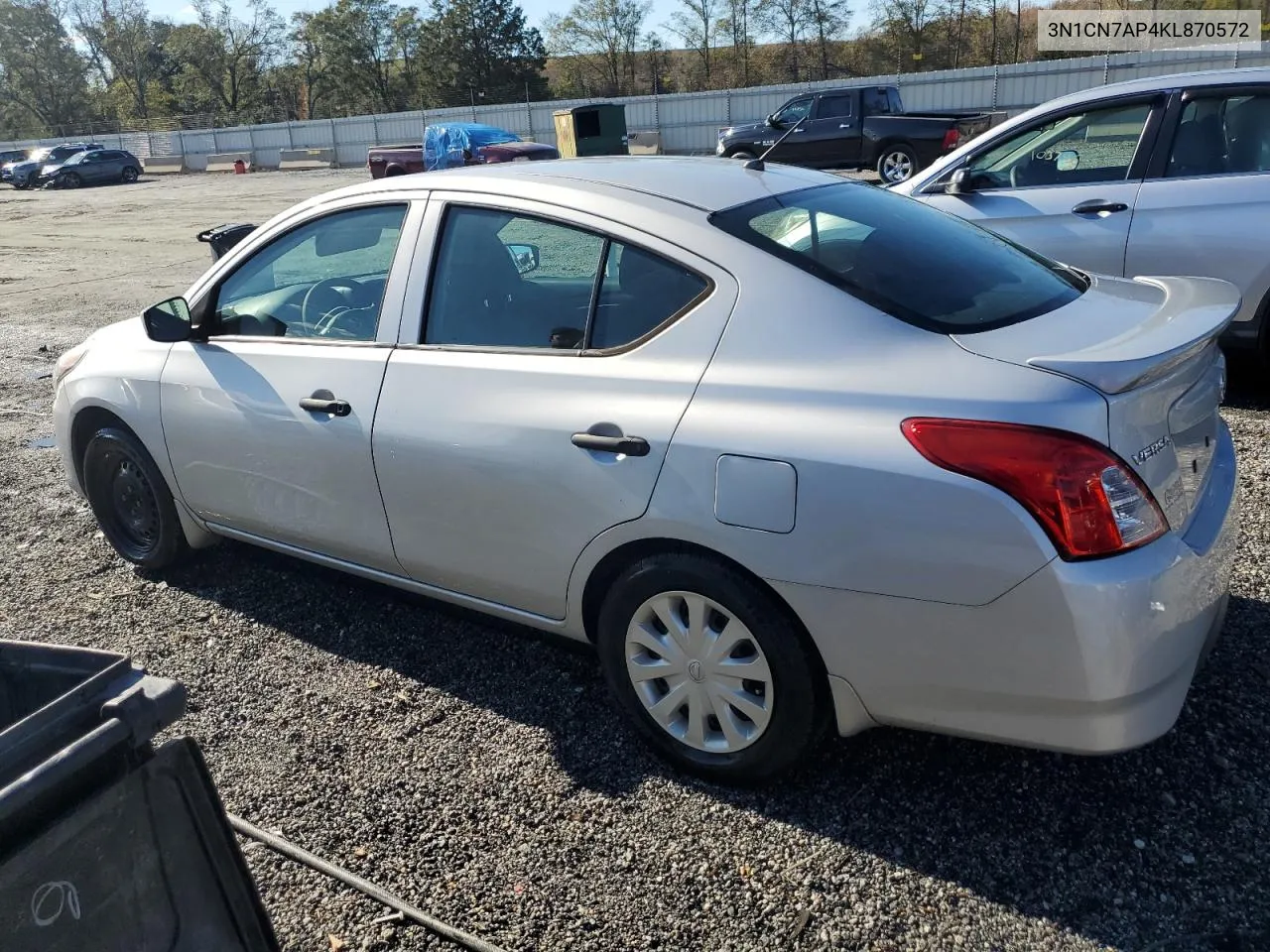 2019 Nissan Versa S VIN: 3N1CN7AP4KL870572 Lot: 80332544