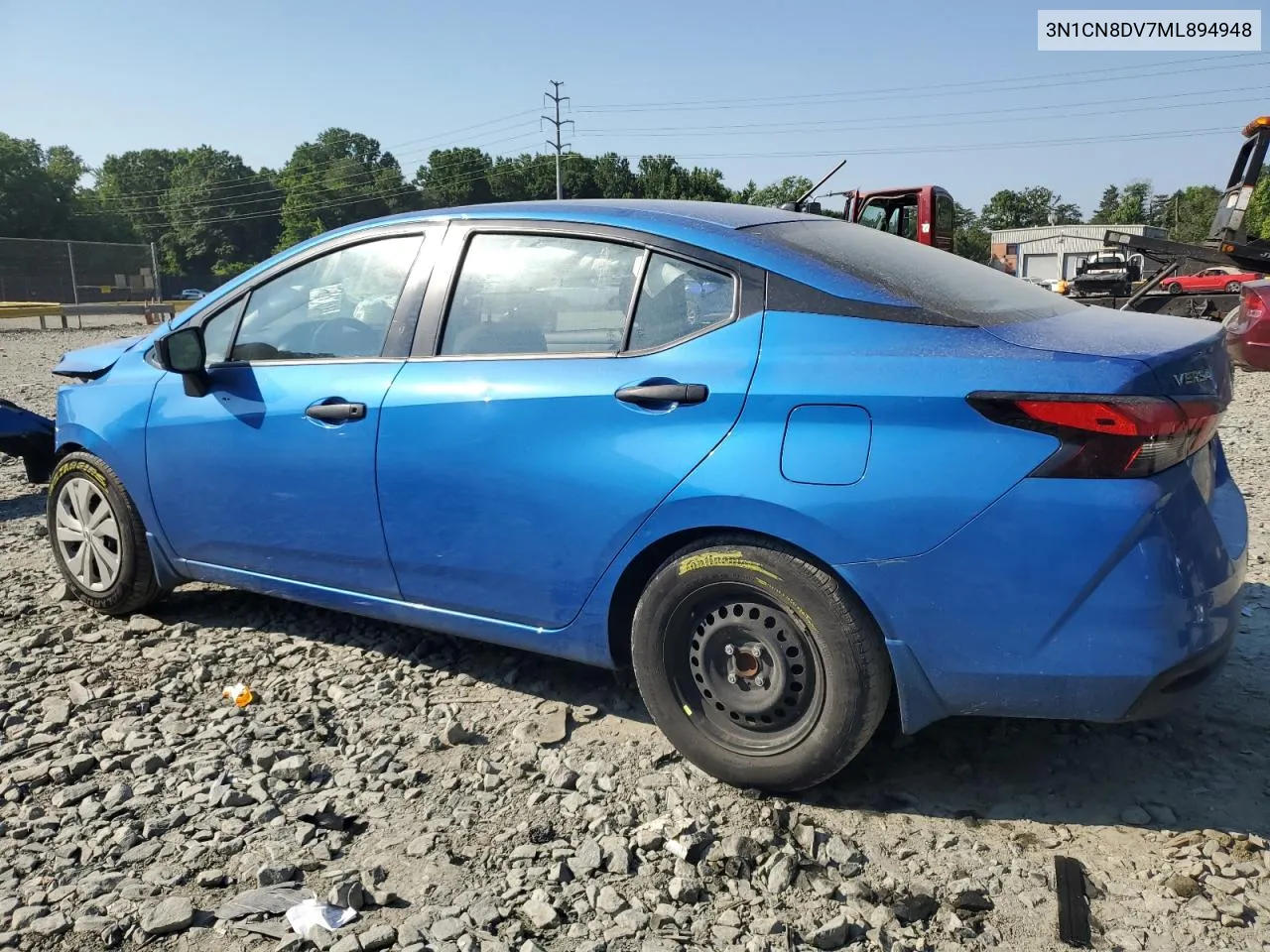 2021 Nissan Versa S VIN: 3N1CN8DV7ML894948 Lot: 58609374