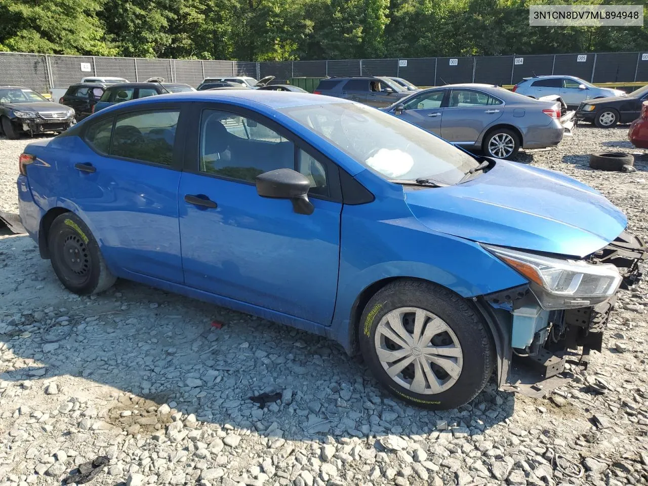 2021 Nissan Versa S VIN: 3N1CN8DV7ML894948 Lot: 58609374