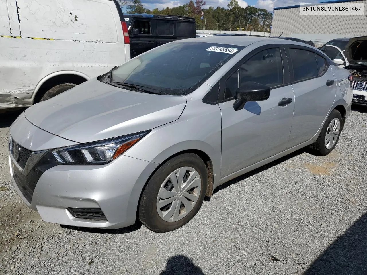 2022 Nissan Versa S VIN: 3N1CN8DV0NL861467 Lot: 75799564