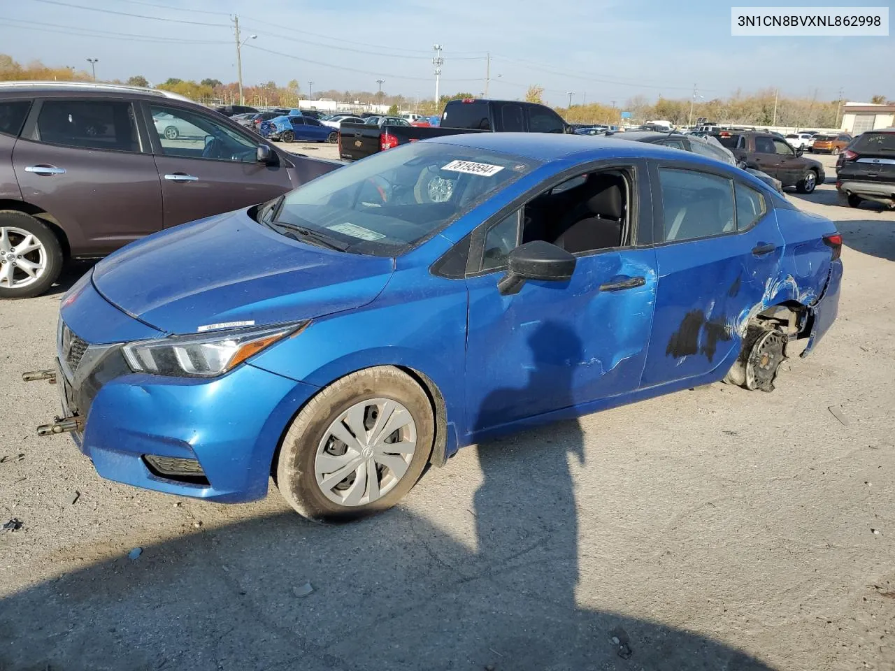 2022 Nissan Versa S VIN: 3N1CN8BVXNL862998 Lot: 78193594