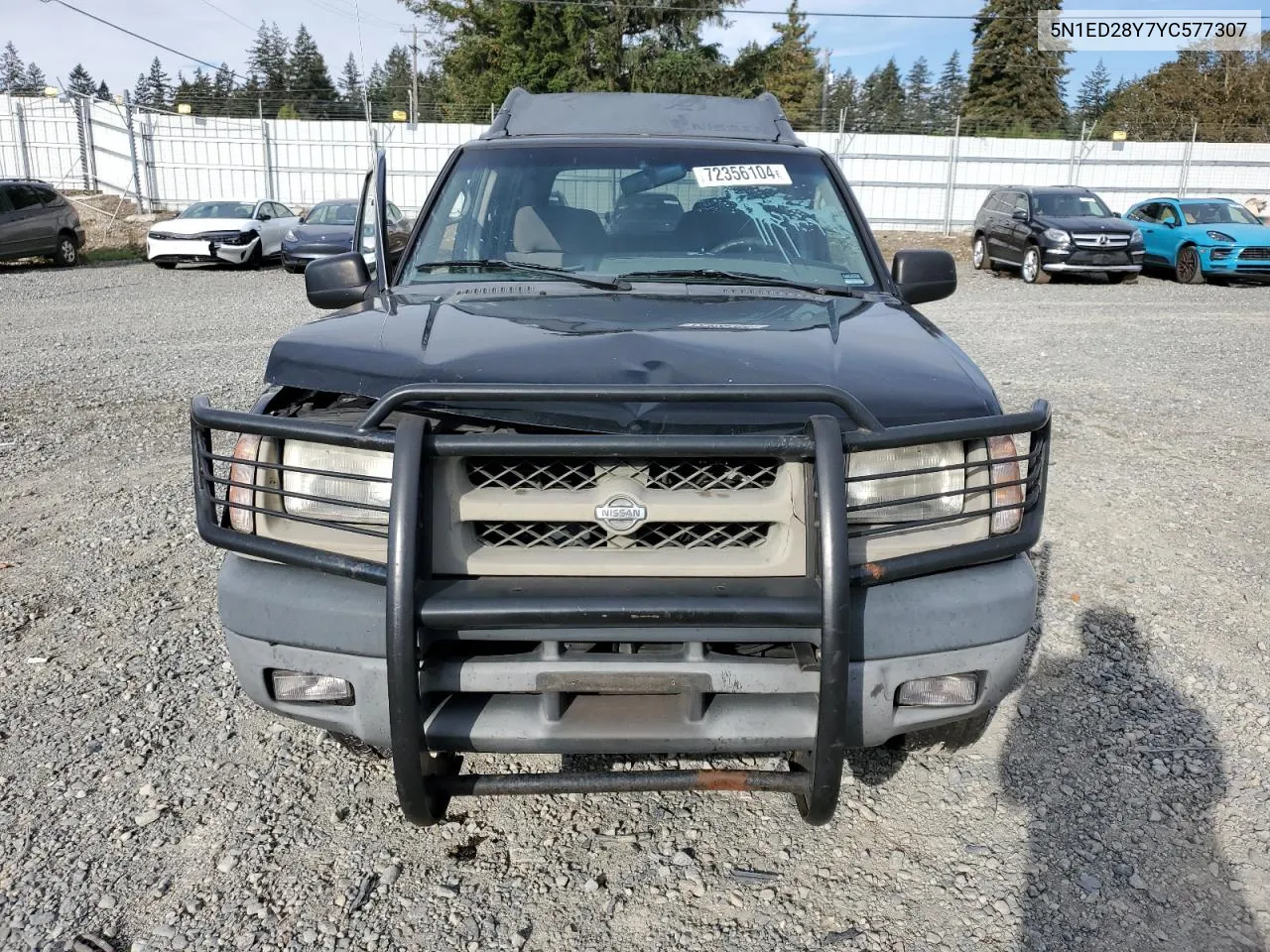 2000 Nissan Xterra Xe VIN: 5N1ED28Y7YC577307 Lot: 75048794