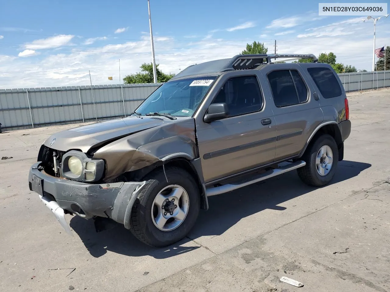 2003 Nissan Xterra Xe VIN: 5N1ED28Y03C649036 Lot: 68697794