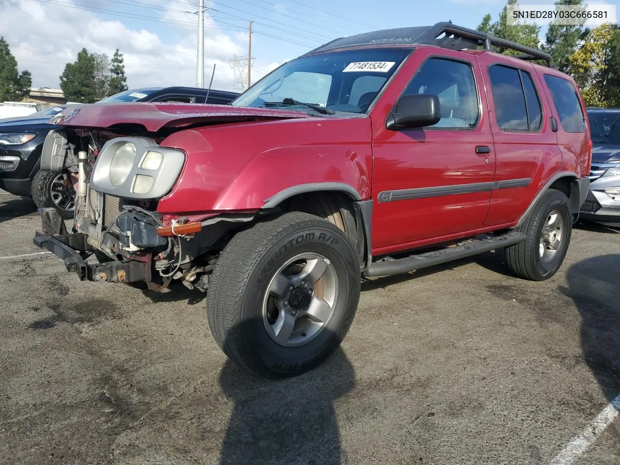 2003 Nissan Xterra Xe VIN: 5N1ED28Y03C666581 Lot: 77481534