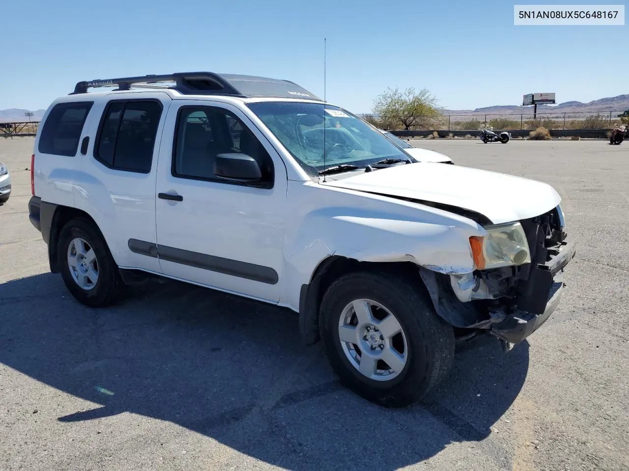 2005 Nissan Xterra Off Road VIN: 5N1AN08UX5C648167 Lot: 72982484