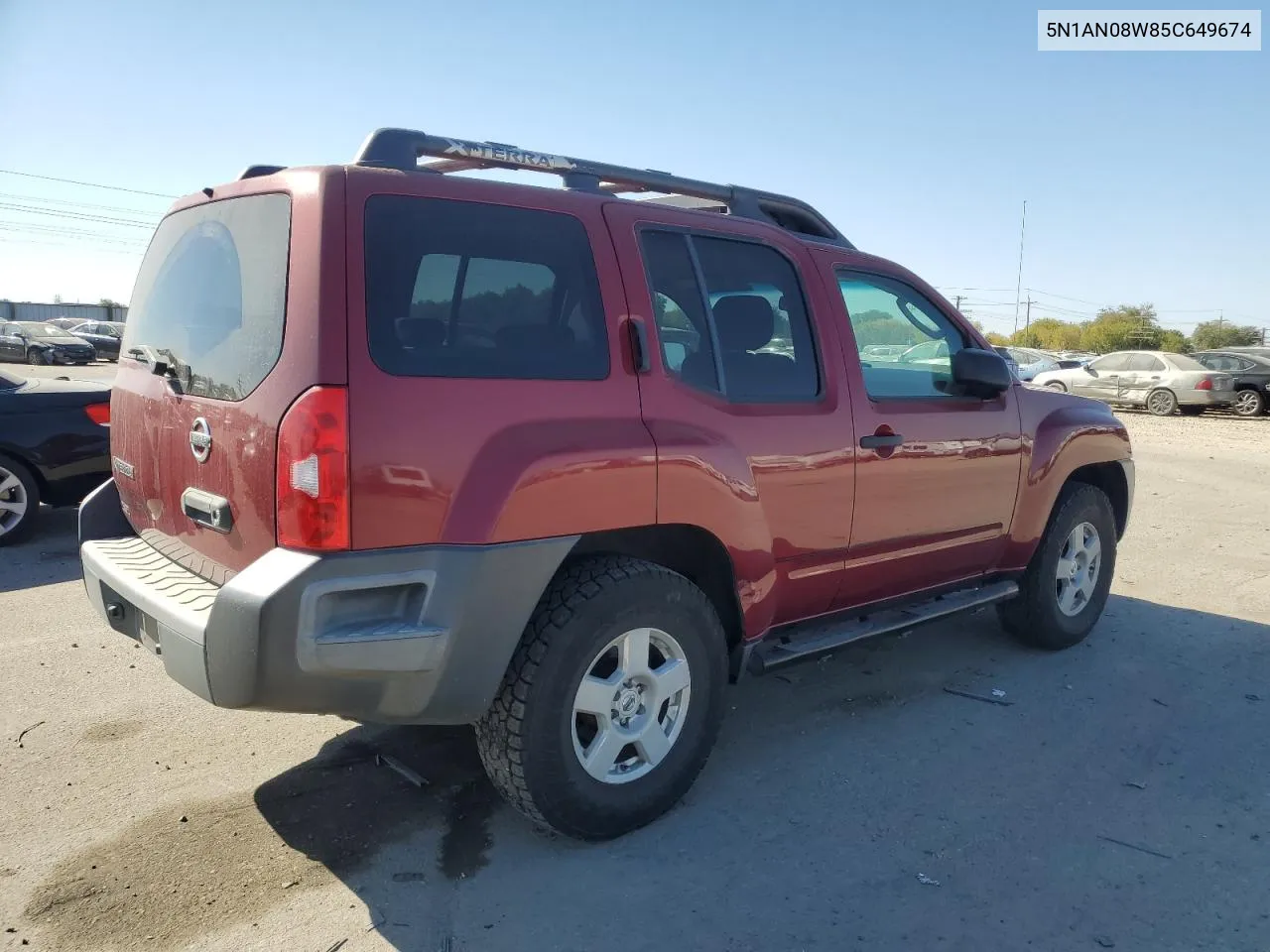 2005 Nissan Xterra Off Road VIN: 5N1AN08W85C649674 Lot: 75310254