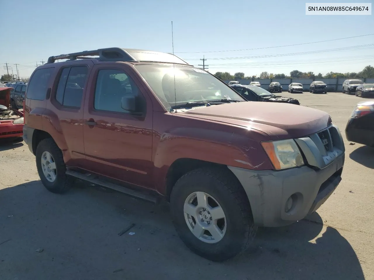 2005 Nissan Xterra Off Road VIN: 5N1AN08W85C649674 Lot: 75310254