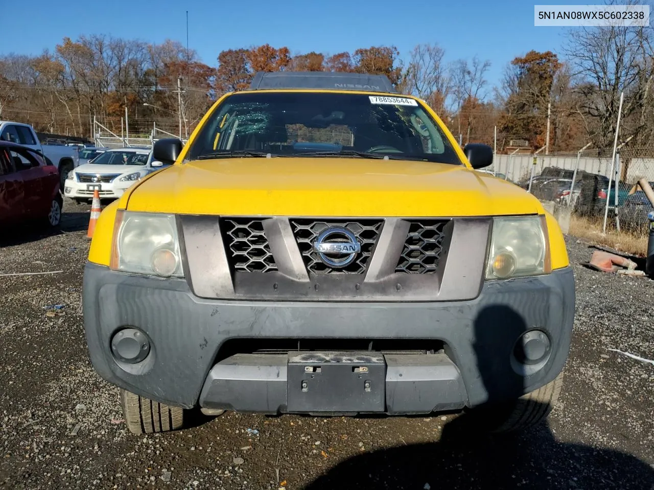 2005 Nissan Xterra Off Road VIN: 5N1AN08WX5C602338 Lot: 78853644