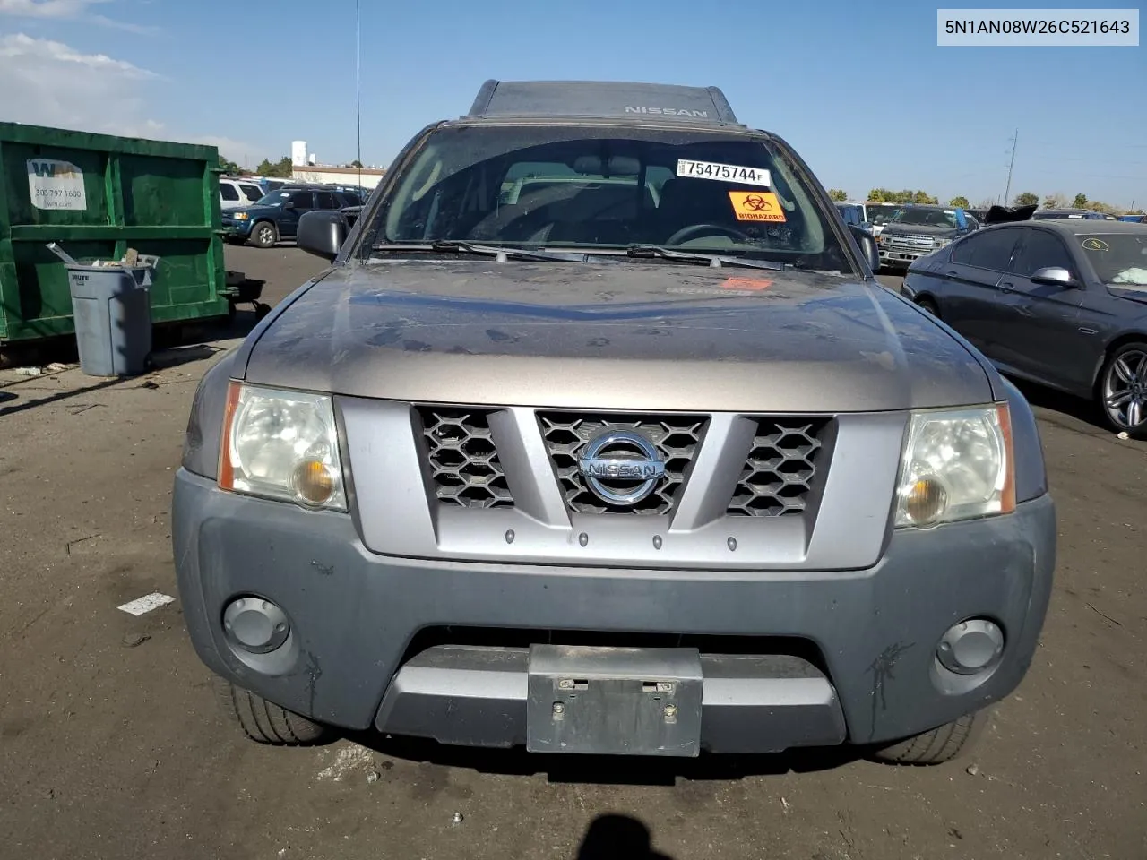 2006 Nissan Xterra Off Road VIN: 5N1AN08W26C521643 Lot: 75475744