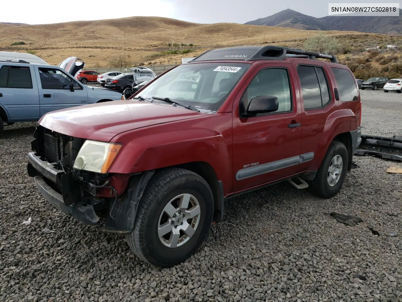 2007 Nissan Xterra Off Road VIN: 5N1AN08W27C502818 Lot: 74843544