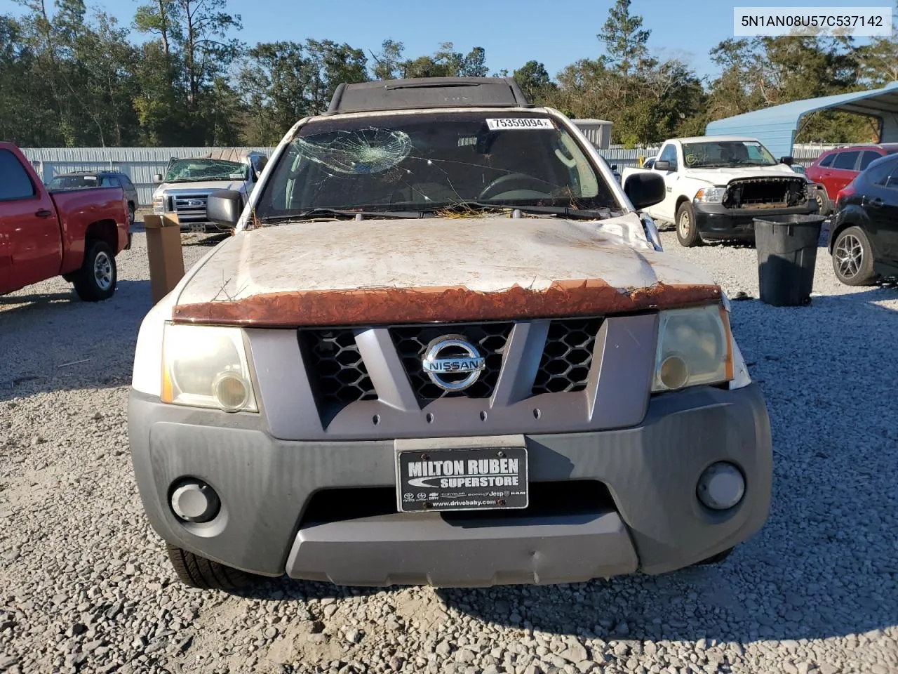 2007 Nissan Xterra Off Road VIN: 5N1AN08U57C537142 Lot: 75359094