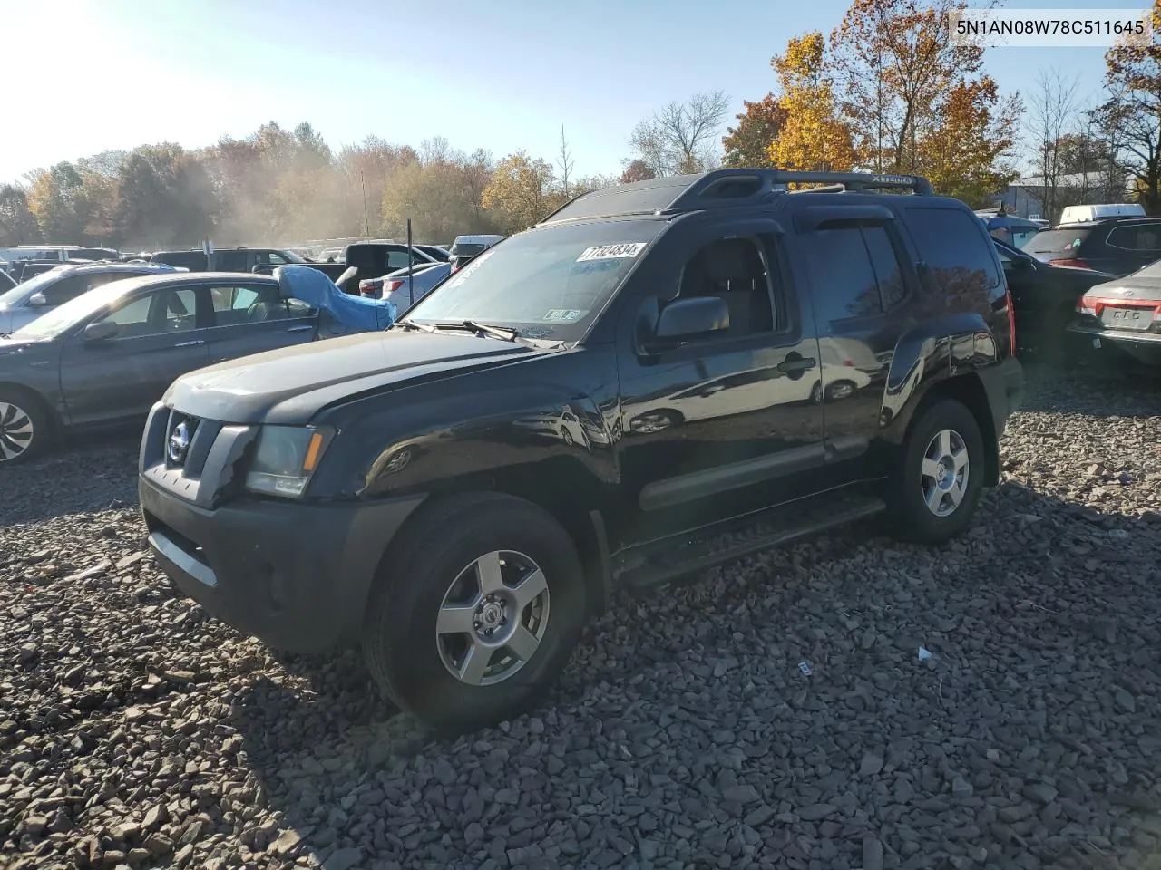 2008 Nissan Xterra Off Road VIN: 5N1AN08W78C511645 Lot: 77324834