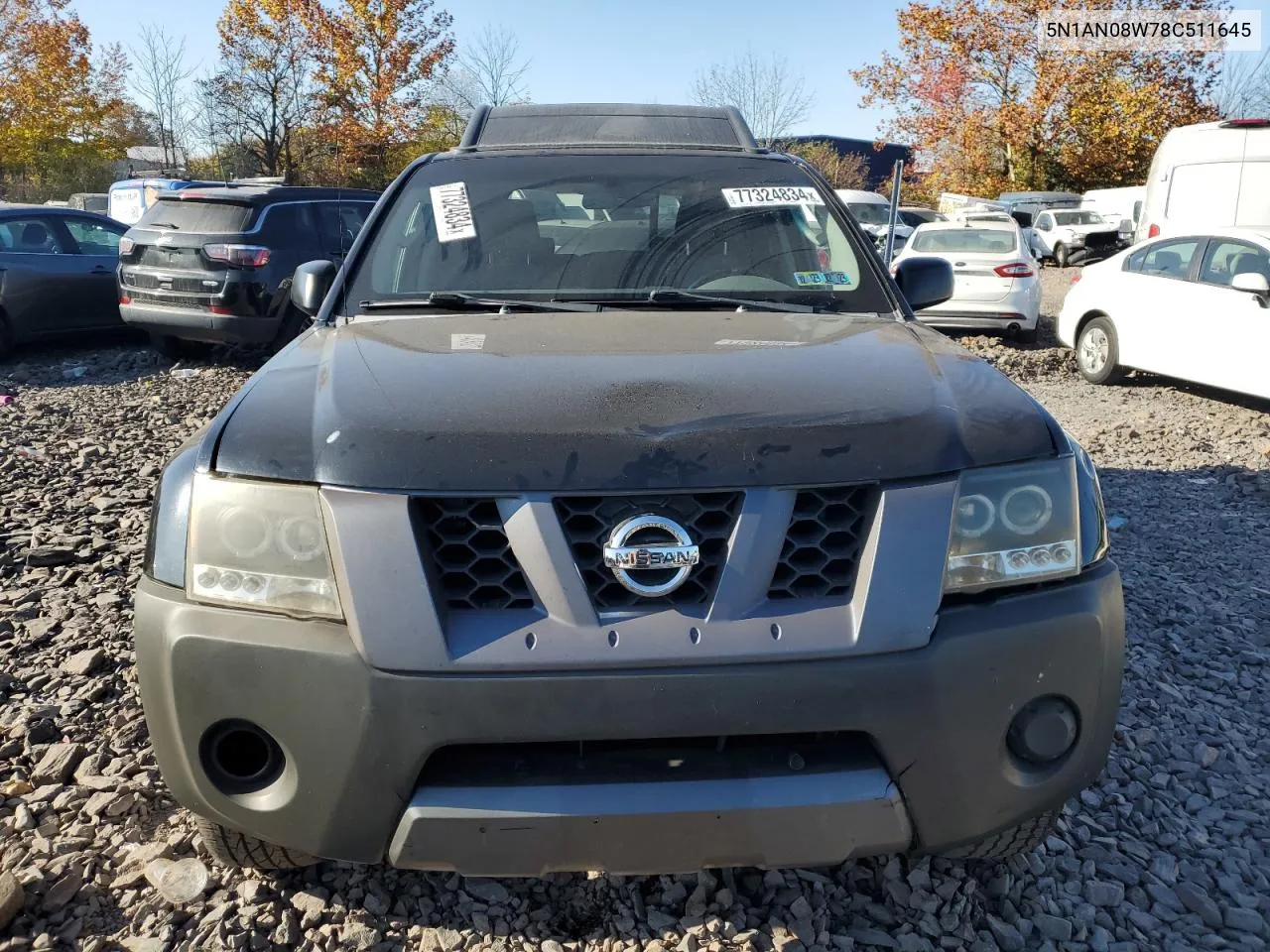 2008 Nissan Xterra Off Road VIN: 5N1AN08W78C511645 Lot: 77324834