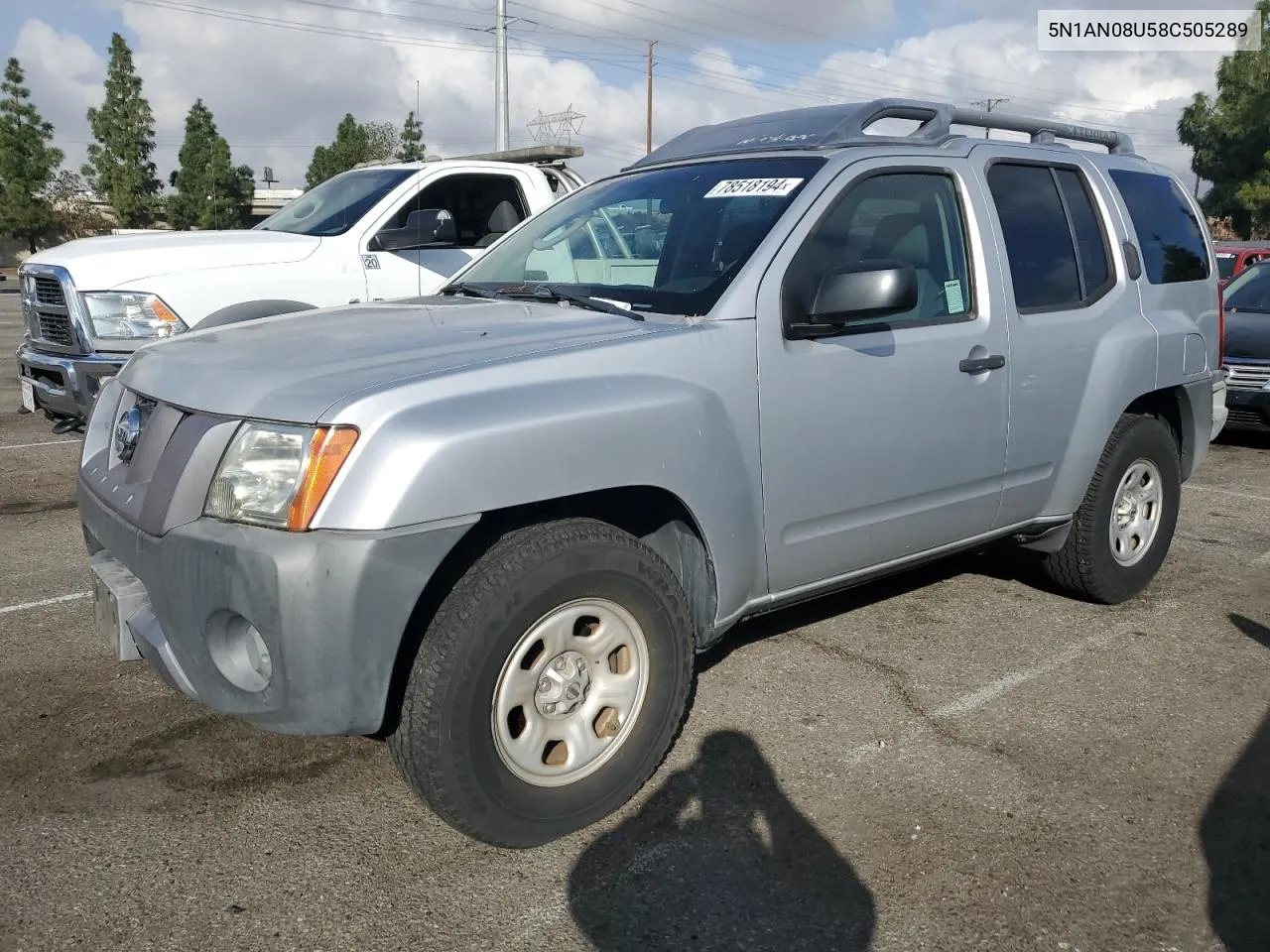 2008 Nissan Xterra Off Road VIN: 5N1AN08U58C505289 Lot: 78518194