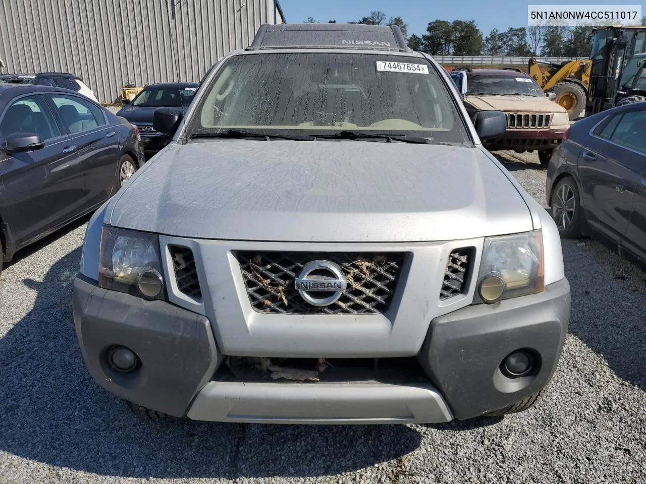 2012 Nissan Xterra Off Road VIN: 5N1AN0NW4CC511017 Lot: 74467654