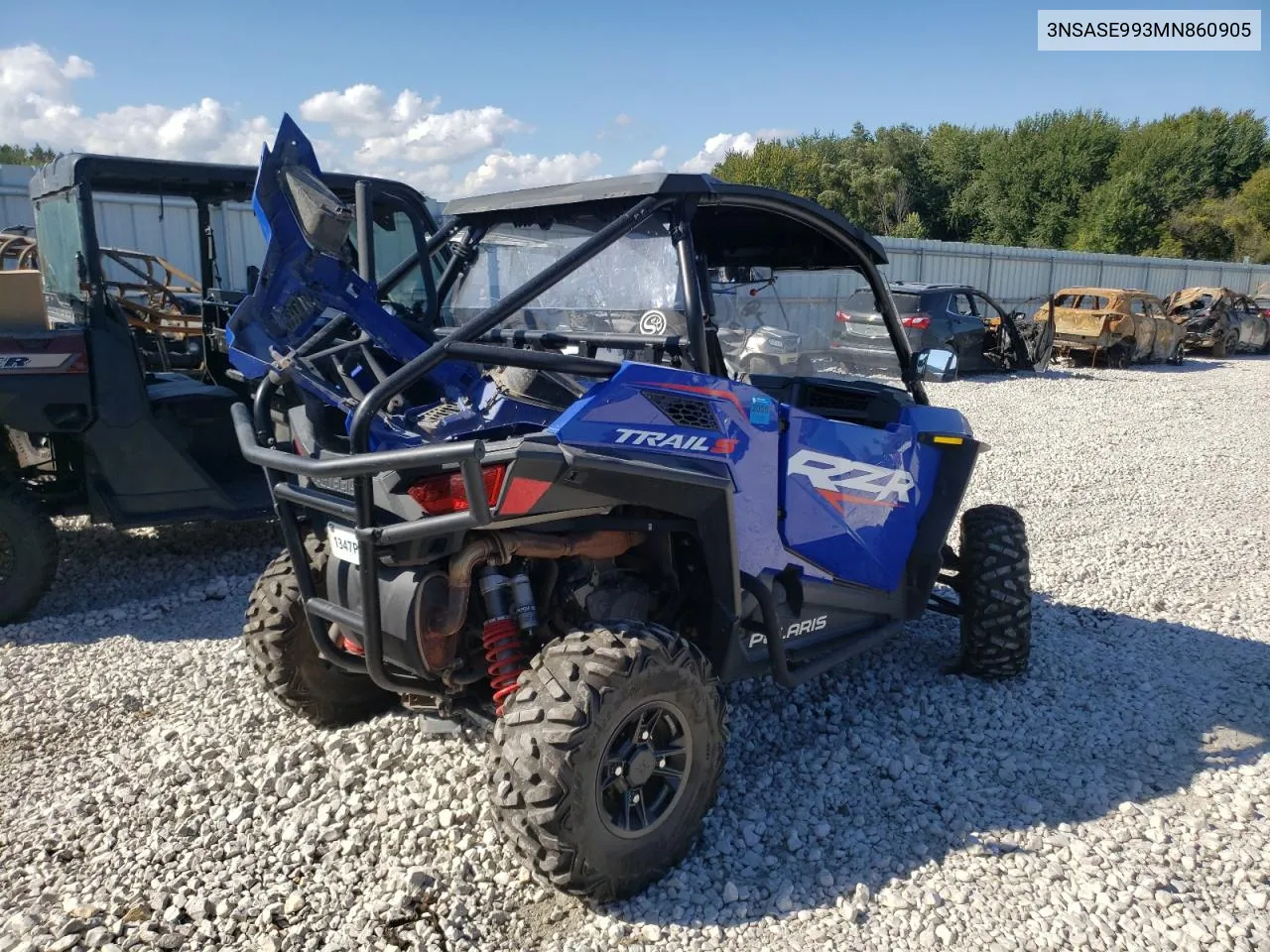 2021 Polaris Rzr Trail S 1000 Premium VIN: 3NSASE993MN860905 Lot: 73485954