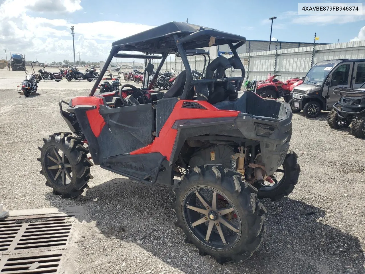 2015 Polaris Rzr S 900 Eps VIN: 4XAVBE879FB946374 Lot: 75266454