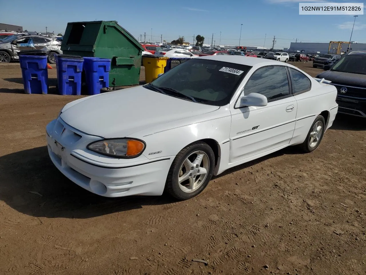 2001 Pontiac Grand Am Gt VIN: 1G2NW12E91M512826 Lot: 71748504