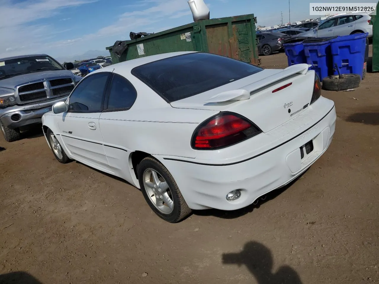 2001 Pontiac Grand Am Gt VIN: 1G2NW12E91M512826 Lot: 71748504