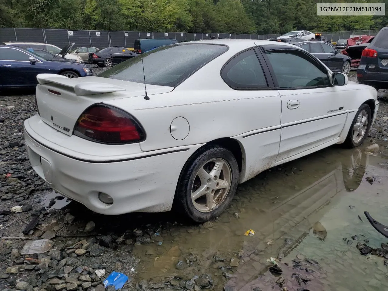 2001 Pontiac Grand Am Gt1 VIN: 1G2NV12E21M518194 Lot: 73194424