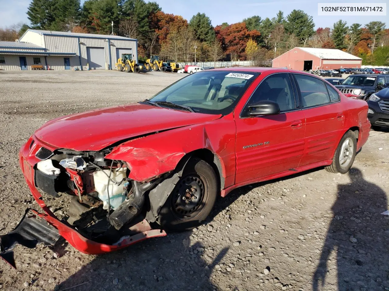 2001 Pontiac Grand Am Se1 VIN: 1G2NF52T81M671472 Lot: 78450974