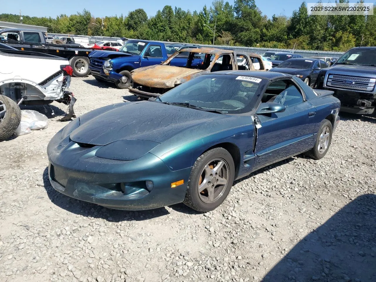 1998 Pontiac Firebird VIN: 2G2FS22K5W2202925 Lot: 74369694