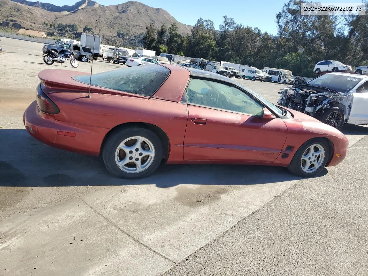 1998 Pontiac Firebird VIN: 2G2FS22K6W2202173 Lot: 77708594