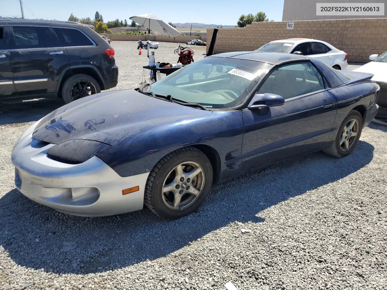 2000 Pontiac Firebird VIN: 2G2FS22K1Y2160613 Lot: 68363214