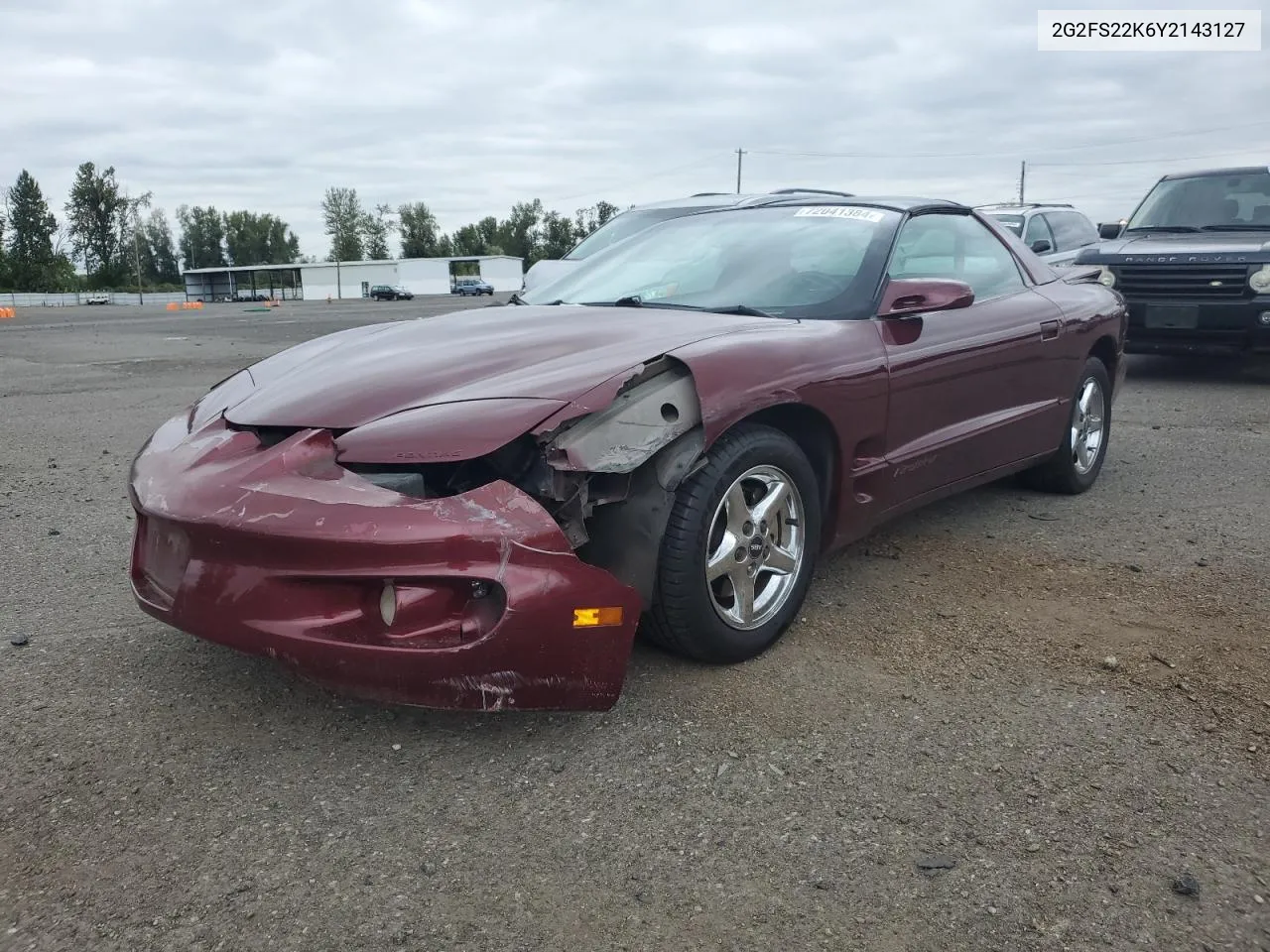 2000 Pontiac Firebird VIN: 2G2FS22K6Y2143127 Lot: 72041384