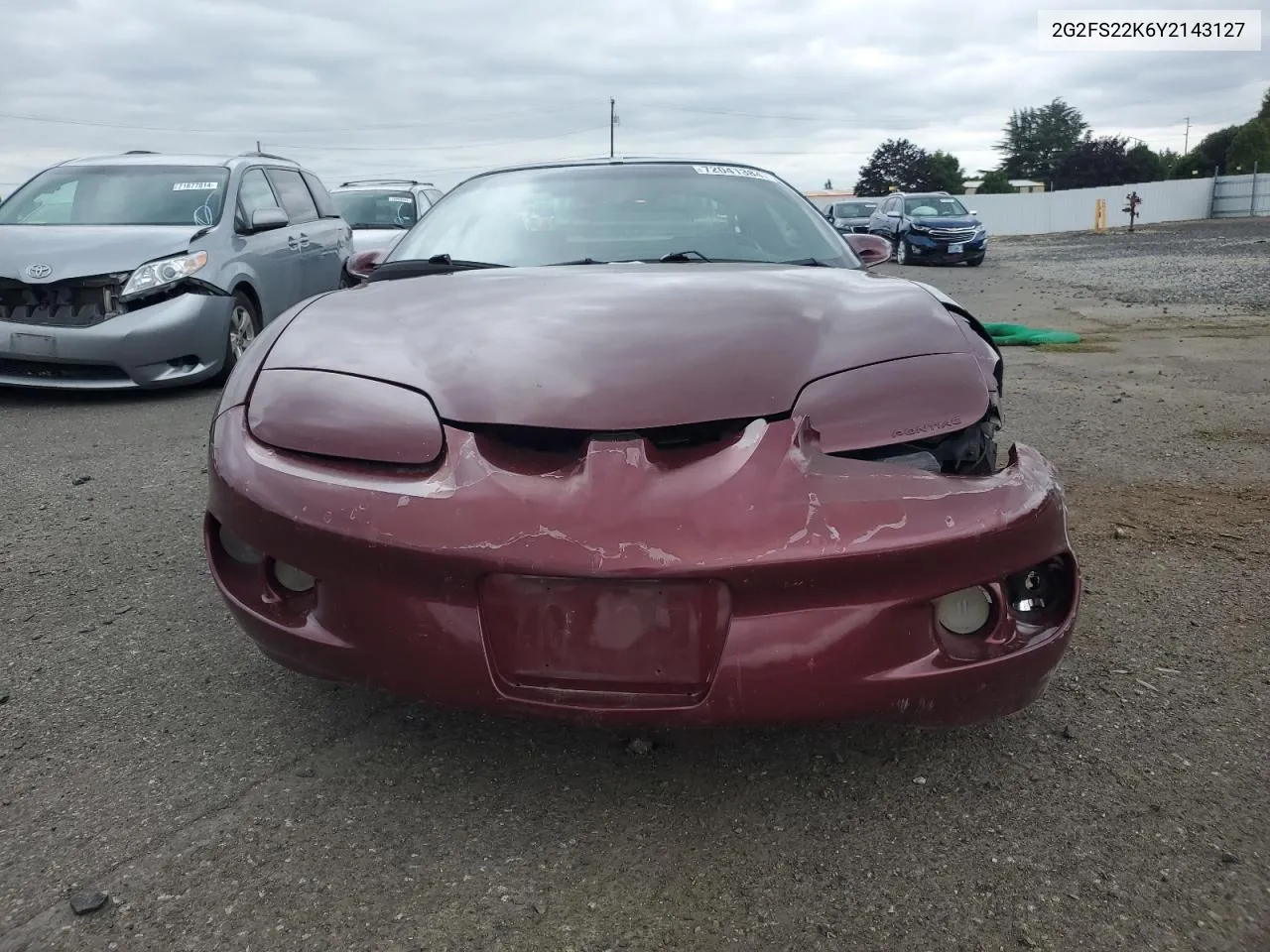 2000 Pontiac Firebird VIN: 2G2FS22K6Y2143127 Lot: 72041384