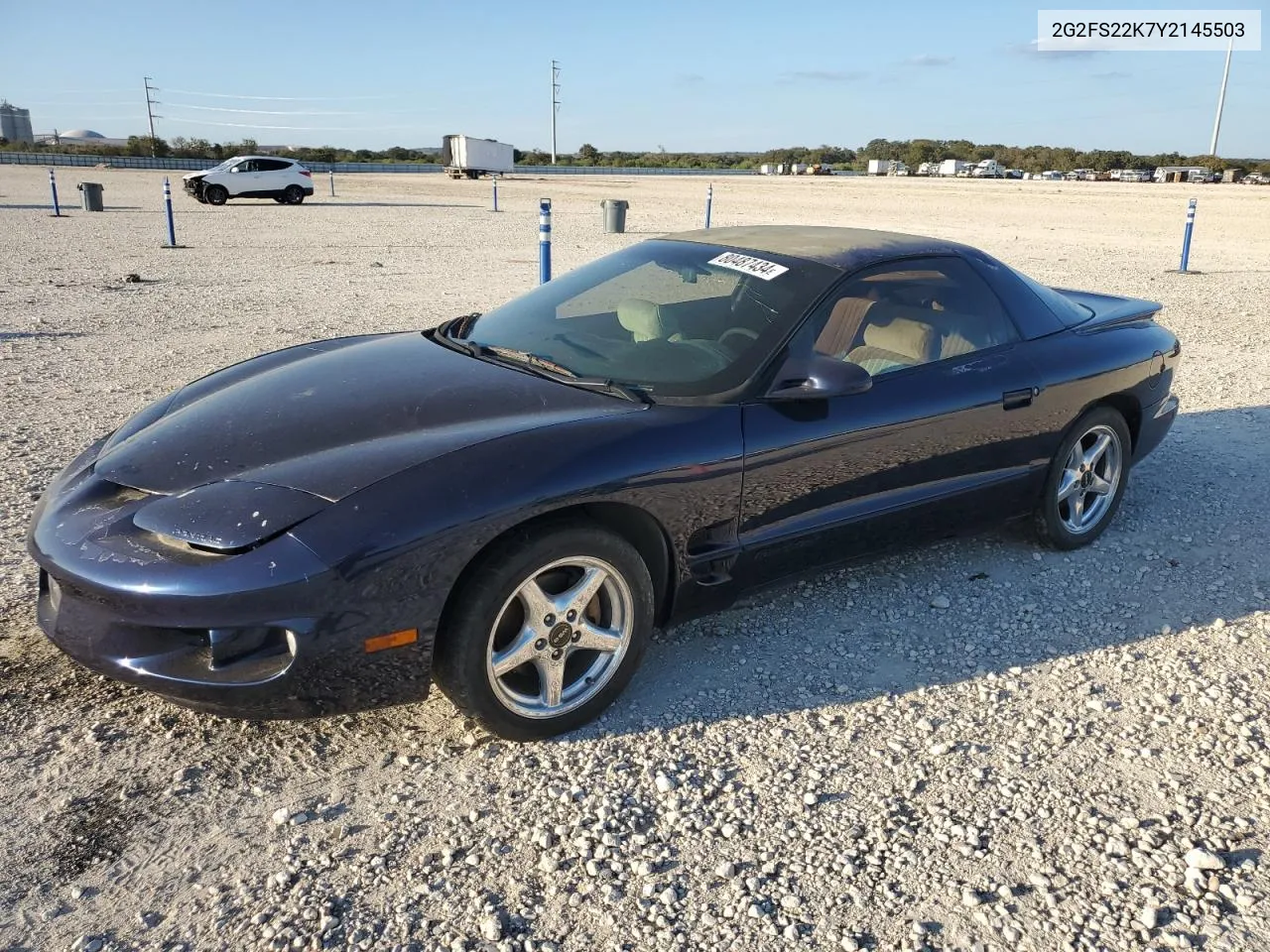 2000 Pontiac Firebird VIN: 2G2FS22K7Y2145503 Lot: 80487434