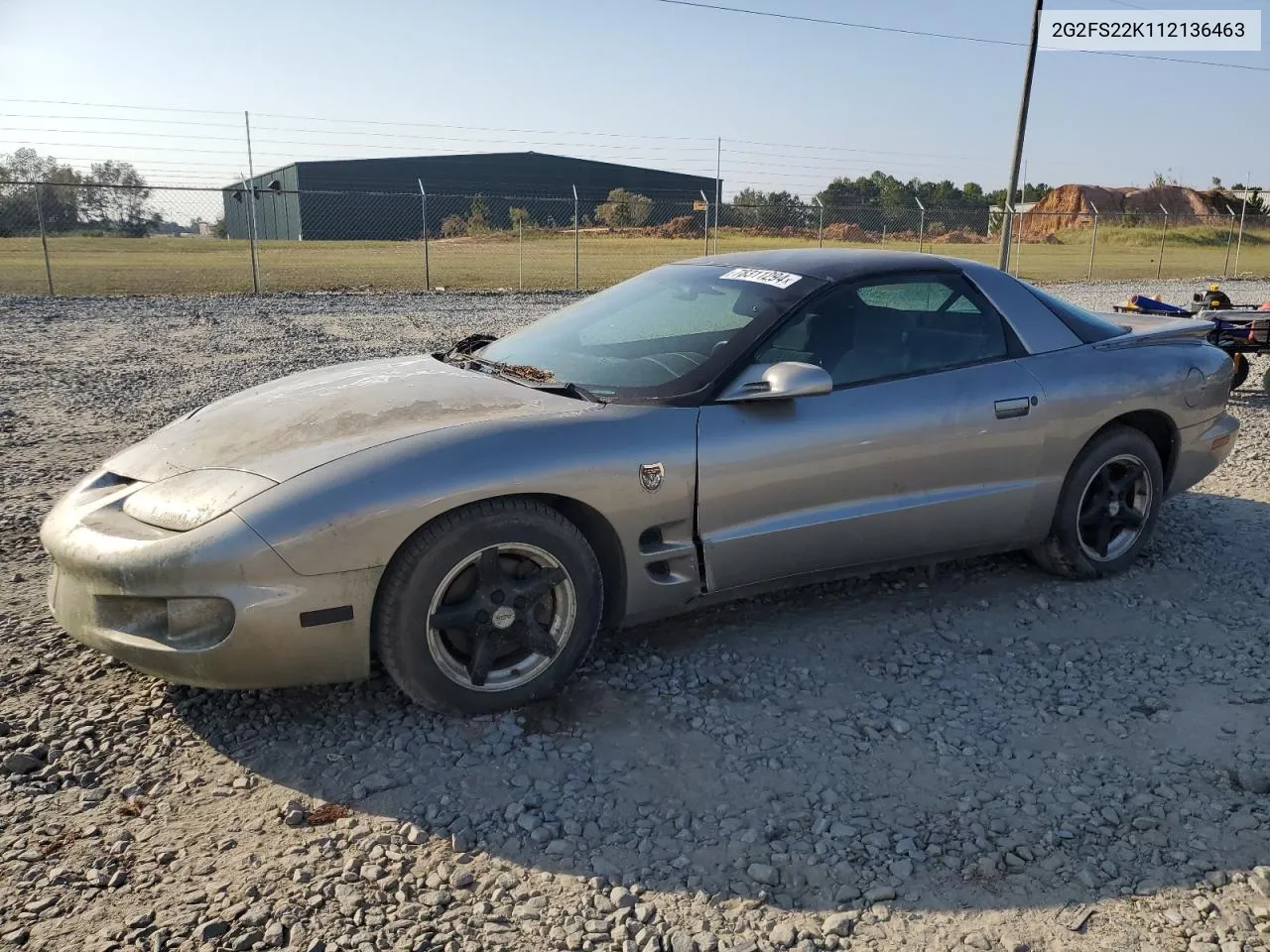 2001 Pontiac Firebird VIN: 2G2FS22K112136463 Lot: 78311294