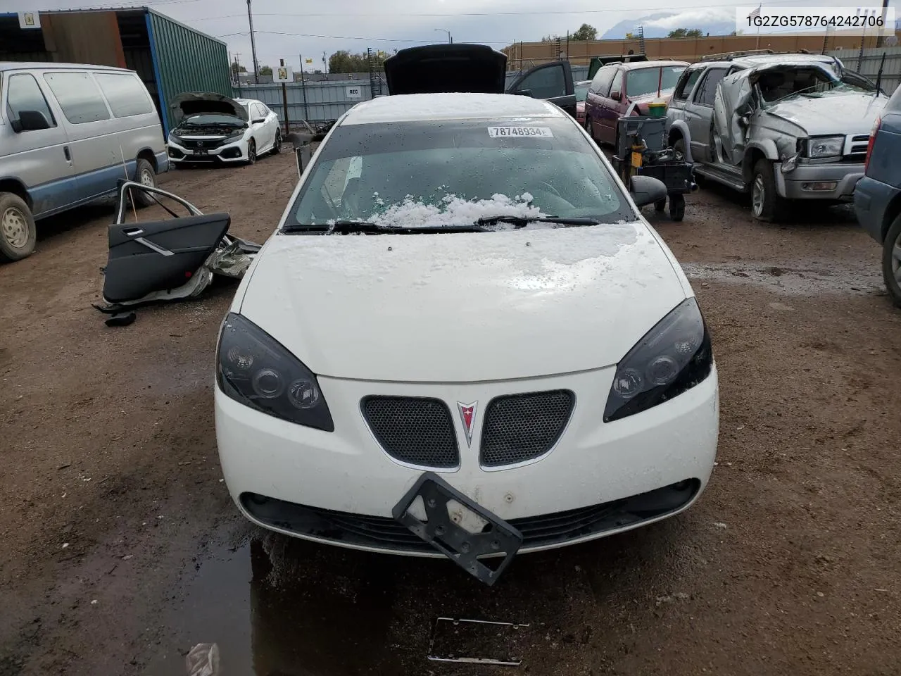 2006 Pontiac G6 Se1 VIN: 1G2ZG578764242706 Lot: 78748934