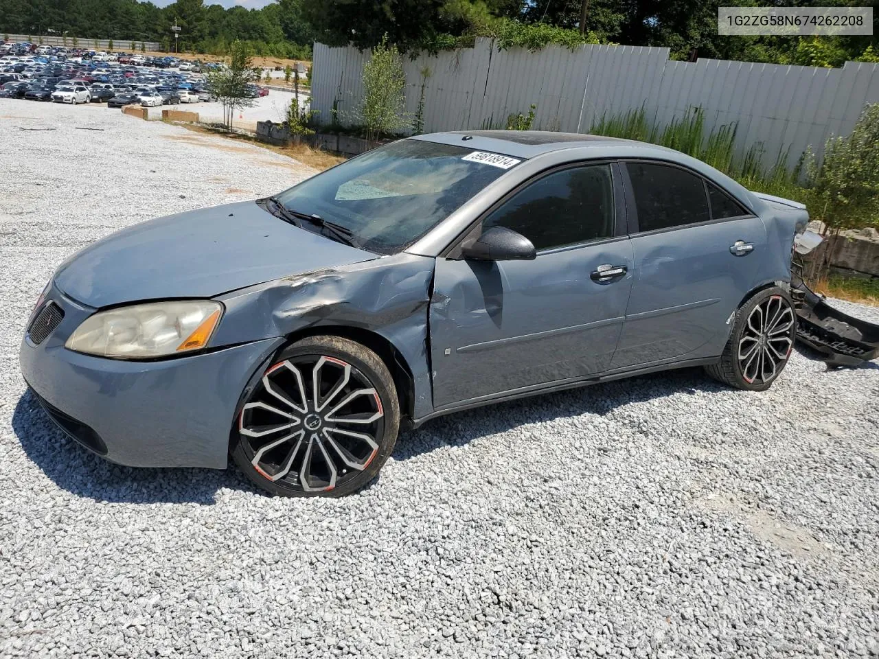 2007 Pontiac G6 Base VIN: 1G2ZG58N674262208 Lot: 59818914