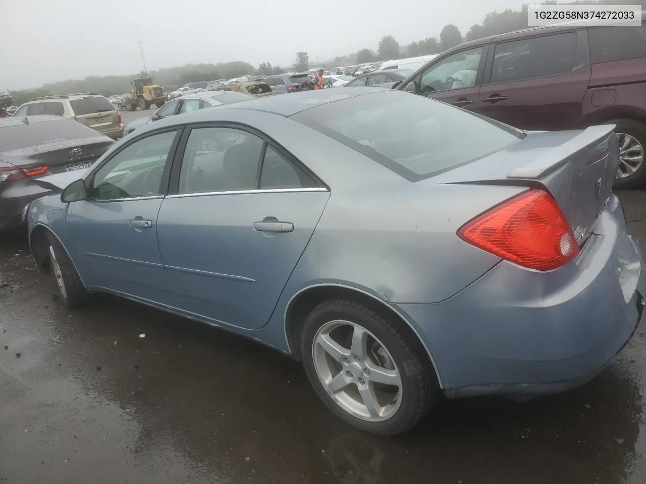 2007 Pontiac G6 Base VIN: 1G2ZG58N374272033 Lot: 66552184