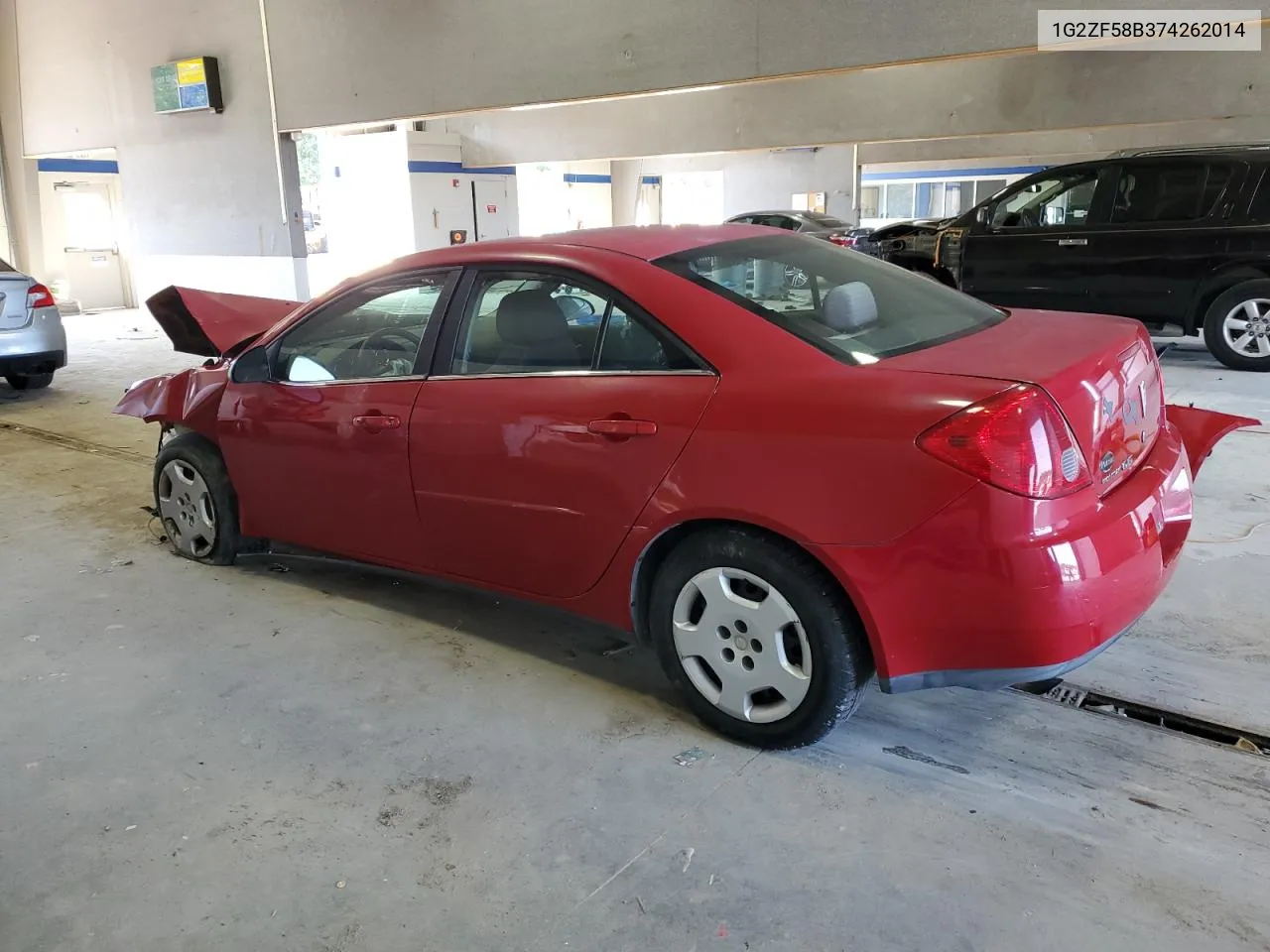 2007 Pontiac G6 Value Leader VIN: 1G2ZF58B374262014 Lot: 68182724