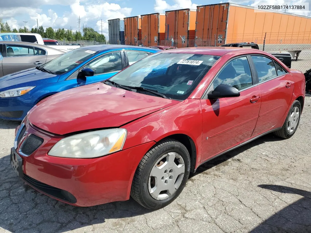 2007 Pontiac G6 Value Leader VIN: 1G2ZF58B174137884 Lot: 72761074