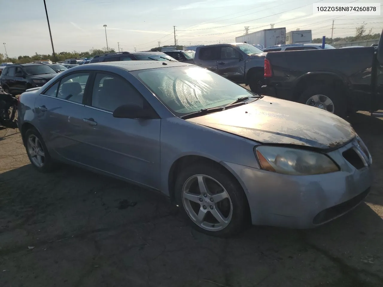 2007 Pontiac G6 Base VIN: 1G2ZG58N874260878 Lot: 73696684