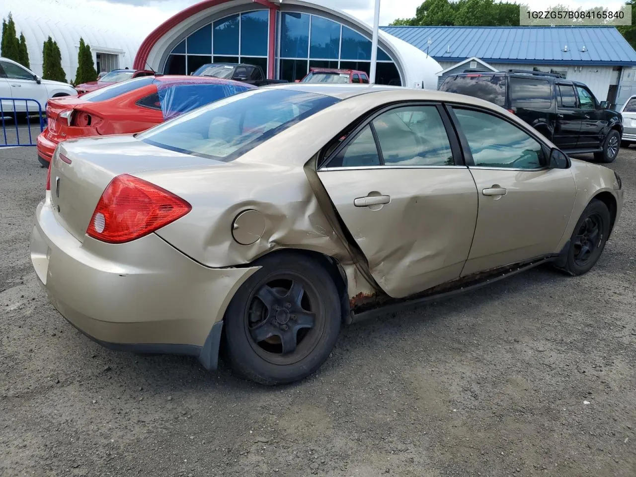 2008 Pontiac G6 Base VIN: 1G2ZG57B084165840 Lot: 56641224