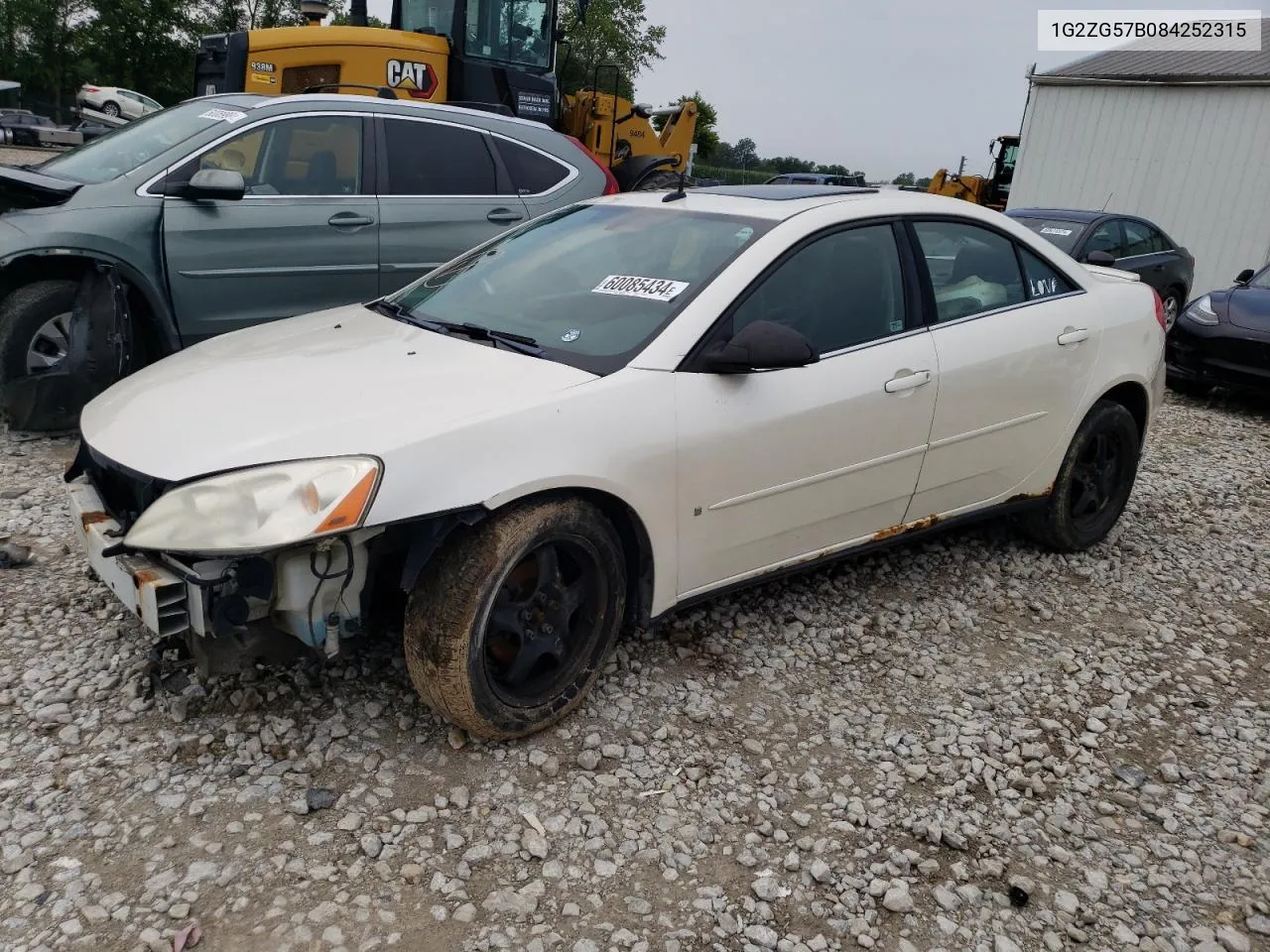 2008 Pontiac G6 Base VIN: 1G2ZG57B084252315 Lot: 60085434