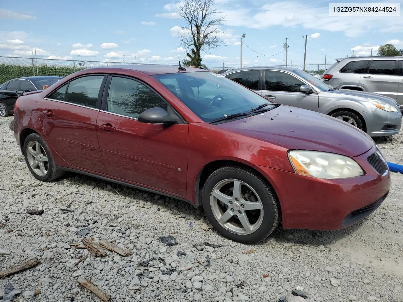 2008 Pontiac G6 Base VIN: 1G2ZG57NX84244524 Lot: 66886474