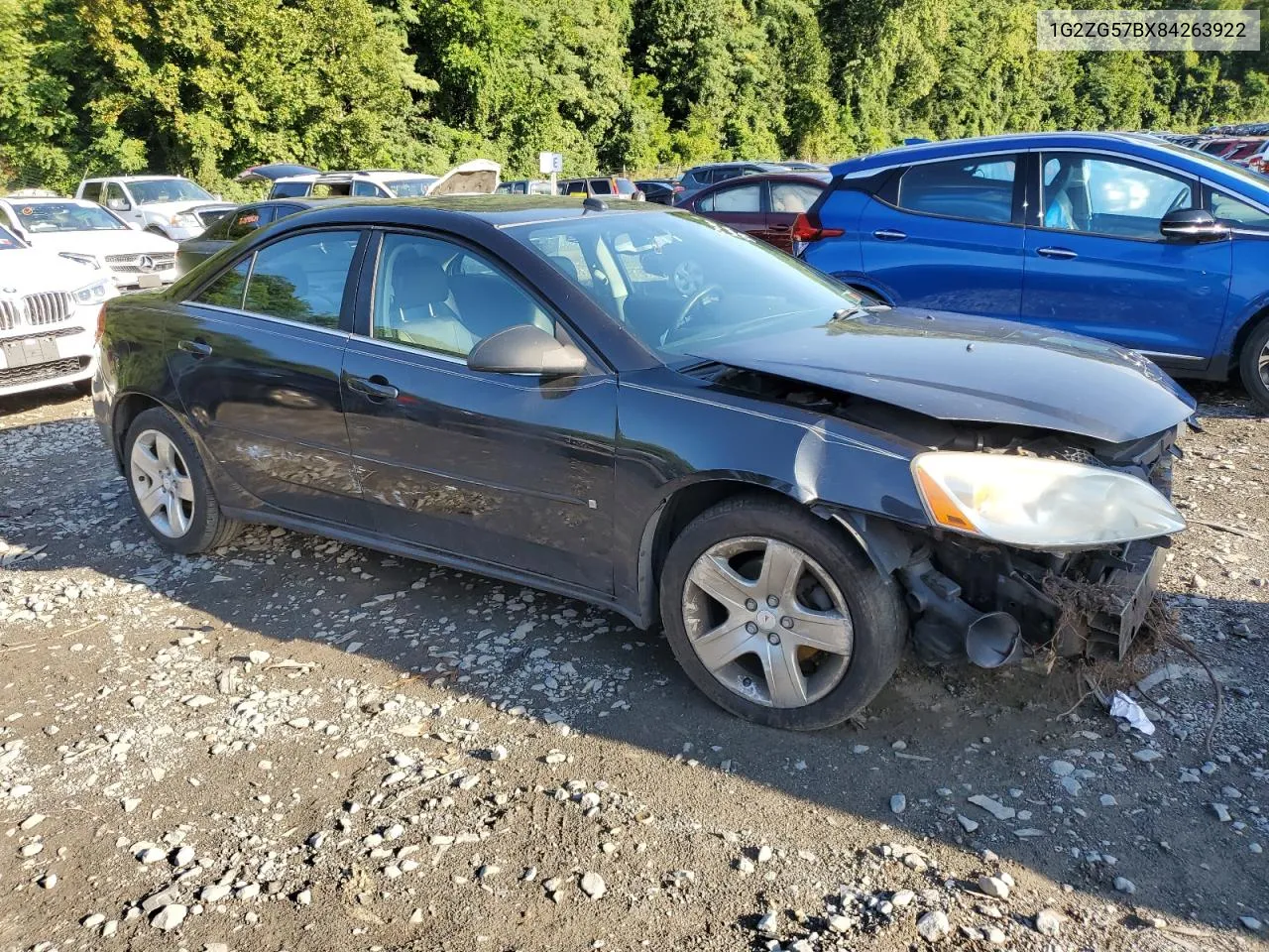 2008 Pontiac G6 Base VIN: 1G2ZG57BX84263922 Lot: 67716254