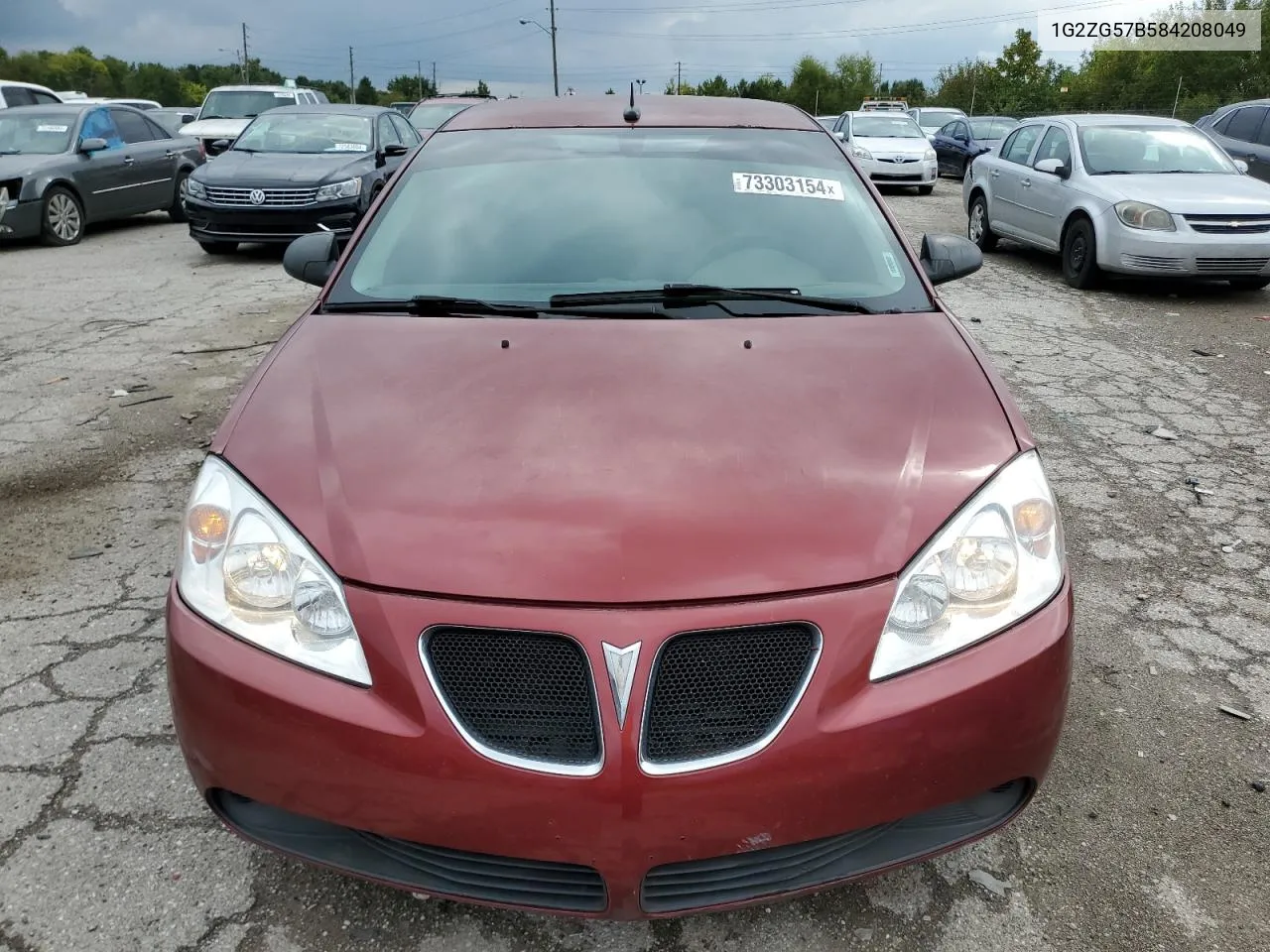 2008 Pontiac G6 Base VIN: 1G2ZG57B584208049 Lot: 73303154