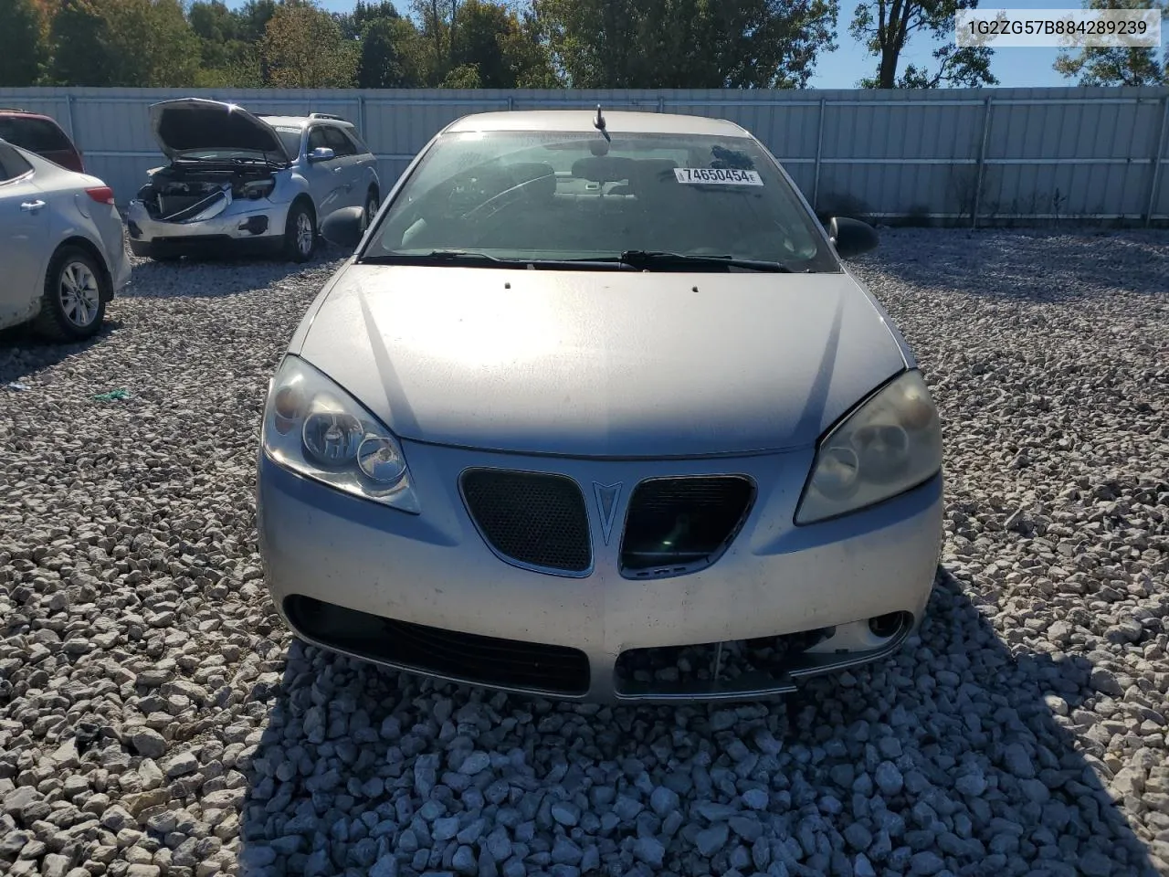 2008 Pontiac G6 Base VIN: 1G2ZG57B884289239 Lot: 74650454